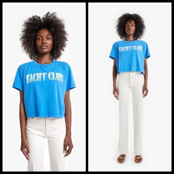 💕MOTHER💕 The Short Sleeve Slouch Tee Yacht Club Graphic Tee Blue XS NWT - Picture 3 of 16